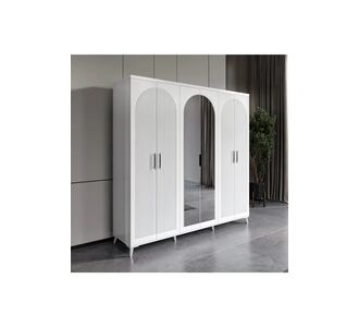 Stewehome Ντουλάπα με 6 πόρτες και καθρέφτη από MDF για υπνοδωμάτιο 210x52x52 cm 67615283 |  Ντουλάπες ρούχων στο espiti