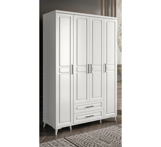 Stewehome Ντουλάπα με 4 πόρτες και συρτάρια από MDF για υπνοδωμάτιο 140x52x52 cm 97806261 |  Ντουλάπες ρούχων στο espiti