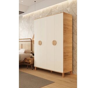 Stewehome Ντουλάπα μποέμ με πόδια και 4 πόρτες 140x47x47 cm 40179677 |  Ντουλάπες ρούχων στο espiti