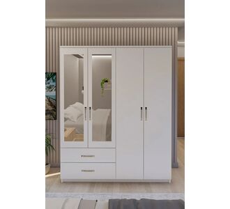 Stewehome Ντουλάπα με 4 πόρτες 2 συρτάρια και καθρέφτη κλασικού και μοντέρνου στυλ 120x44x44 cm 36961808 |  Ντουλάπες ρούχων στο espiti