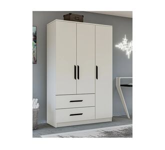 Stewehome Ντουλάπα με 3 πόρτες 2 συρτάρια και μαύρες λαβές λευκή μοντέρνου στιλ 90x44x44 cm 62219383 |  Ντουλάπες ρούχων στο espiti