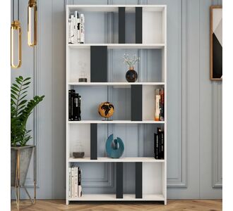 Stewehome Ξύλινη Βιβλιοθήκη 5 Ραφιών Ιδανική για Σαλόνι ή Γραφείο 90x20x180 cm 390326 |  Βιβλιοθήκες στο espiti