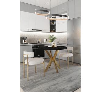 Stewehome Σετ Τραπεζαρίας 2 καρέκλες και τραπέζι Μαύρο Μάρμαρο 90x90 cm 314609 |  Σετ τραπεζαρίες στο espiti