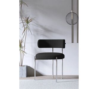 Stewehome Ματ ασημί μεταλλική μαύρη καρέκλα 45x46x83 cm 108990 |  Καρέκλες στο espiti