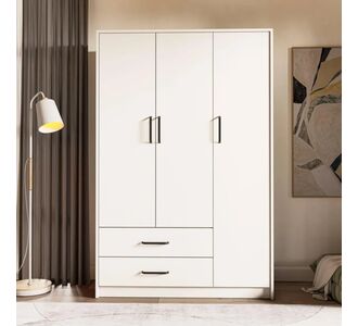 Stewehome Ντουλάπα Λευκή 3 Πόρτες &amp; 2 Συρτάρια 181.8x120x47.5 cm 185103 |  Ντουλάπες ρούχων στο espiti