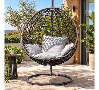 Stewehome Κρεμαστή Καρέκλα Ρατάν Σκούρο Γκρι 115x115x196 cm 973623 |  Κούνιες στο espiti