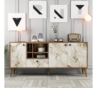 Stewehome Μπουφές Ξύλινος με Πόρτες Μαρμάρου 180x35x81 cm 292000 |  Βιτρίνες - Έπιπλα εισόδου στο espiti