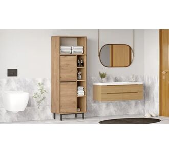 Stewehome Ντουλάπι Μπάνιου MDF με Μεταλλικά Πόδια δρυς 161.6x60x35.5 cm 408922 |  Στήλες Μπάνιου στο espiti