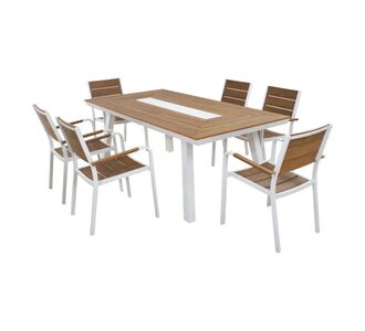 ΣΕΤ ΤΡΑΠΕΖΑΡΙΑΣ TABER HM10738.01 ΤΡΑΠΕΖΙ & 6 ΠΟΛΥΘΡΟΝΕΣ-ΑΛΟΥΜΙΝΙΟ & POLYWOOD-ΛΕΥΚΟ |  Σετ τραπεζαρία κήπου στο espiti