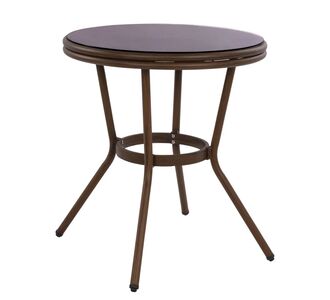 ΤΡΑΠΕΖΙ ΑΛΟΥΜΙΝΙΟΥ MOSES Φ70x76 εκ. BAMBOO LOOK HM5532.03 ΚΑΦΕ ΜΕ ΓΥΑΛΙ |  Τραπέζια κήπου στο espiti