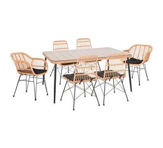 ΣΕΤ ΤΡΑΠΕΖΑΡΙΑΣ 7ΤΜΧ ALLEGRA HM10495 WICKER ΜΠΕΖ-ΜΕΤΑΛΛΟ ΜΑΥΡΟ |  Σετ τραπεζαρία κήπου στο espiti