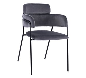 ΠΟΛΥΘΡΟΝΑΚΙ KELSO HM8521.01 ΒΕΛΟΥΔΟ ΣΚΟΥΡΟ ΓΚΡΙ & ΜΑΥΡΟ ΜΕΤΑΛΛΙΚΟ ΣΚΕΛΕΤΟ 52,5x52x80 cm |  Καρέκλες στο espiti