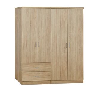ΝΤΟΥΛΑΠΑ 4-ΦΥΛΛΗ ΜΕ 2 ΣΥΡΤΑΡΙΑ JENNA HM11351.02 ΜΕΛΑΜΙΝΗ ΣΕ SONAMA 160x42x181Υ |  Ντουλάπες ρούχων στο espiti