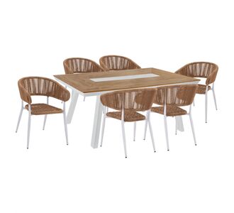 ΣΕΤ ΤΡΑΠΕΖΑΡΙΑ 7ΤΜΧ ΜΕ ΤΡΑΠΕΖΙ POLYWOOD 200Χ94 & ΠΟΛΥΘΡΟΝΕΣ ΛΕΥΚΕΣ HM11425 |  Σετ τραπεζαρία κήπου στο espiti