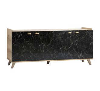 ΜΠΟΥΦΕΣ ΜΕΛΑΜΙΝΗΣ HM9045.01 NATURAL WOOD - ΜΑΥΡΟ ΜΑΡΜΑΡΟ 180x41x77,8Y εκ. |  Μπουφέδες στο espiti