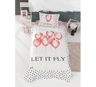 Σετ πάπλωμα μονό Fly Art 6110  160x240  Εκρού,Ροζ   Beauty Home |  Παπλώματα Παιδικά στο espiti