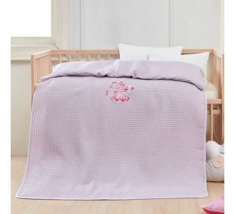 Κουβέρτα πικέ με κέντημα Art 5304 80x110 Λιλά   Beauty Home |  Βρεφικές Κουβέρτες στο espiti