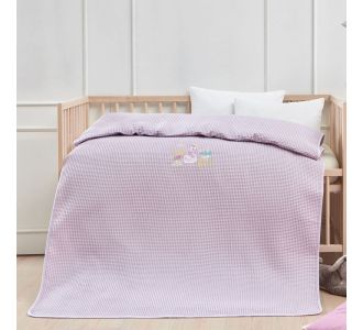 Κουβέρτα πικέ με κέντημα Art 5305 80x110 Λιλά   Beauty Home |  Βρεφικές Κουβέρτες στο espiti