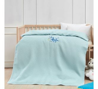 Κουβέρτα πικέ με κέντημα Art 5310 100X150 Γαλάζιο   Beauty Home |  Βρεφικές Κουβέρτες στο espiti