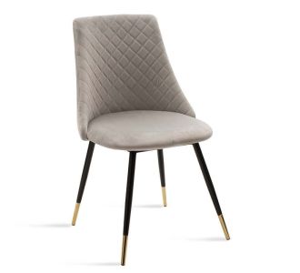 Καρέκλα Giselle pakoworld βελούδο γκρι-μαύρο χρυσό πόδι |  Καρέκλες στο espiti