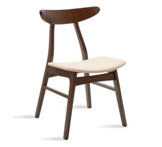 Καρέκλα Orlean pakoworld μπεζ ύφασμα-rubberwood καρυδί πόδι |  Καρέκλες στο espiti