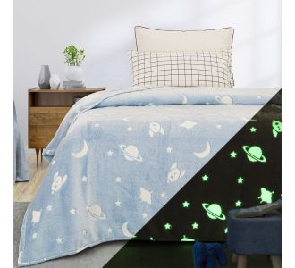 Κουβέρτα μονή φωσφορίζουσα Art 6253 160x220 Γαλάζιο   Beauty Home |  Κουβέρτες Παιδικές στο espiti