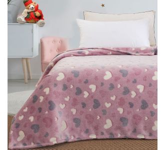 Κουβέρτα μονή φωσφορίζουσα Art 6137  160x220 Ροζ   Beauty Home |  Κουβέρτες Παιδικές στο espiti