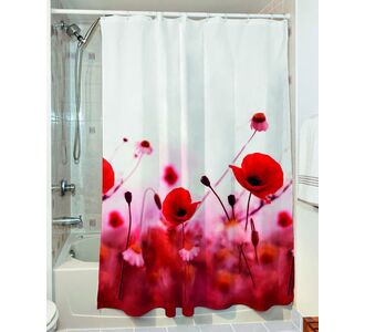 Κουρτίνα μπάνιου Poppies Art 3067 190x180 Κόκκινο   Beauty Home |  Κουρτίνες Μπάνιου στο espiti
