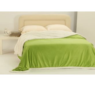 κουβέρτα fleece με sherpa (170cm x 220cm) ξυρισμένο πράσινο 6978000001011 SilkFashion |  Κουβέρτες fleece Υπέρδιπλες στο espiti
