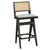 Σκαμπό bar Winslow pakoworld ξύλο rubberwood μαύρο-pvc rattan φυσικό-ύφασμα γκρι 44.5x46x98εκ |  Σκαμπώ μπαρ στο espiti