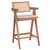 Σκαμπό bar Winslow pakoworld ξύλο rubberwood ανοικτό καρυδί-pvc rattan φυσικό-ύφασμα γκρι |  Σκαμπώ μπαρ στο espiti