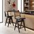 Σκαμπό bar Winslow pakoworld ξύλο rubberwood μαύρο-pvc rattan φυσικό-ύφασμα γκρι 44.5x46x98εκ |  Σκαμπώ μπαρ στο espiti