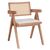 Πολυθρόνα Winslow pakoworld ξύλο rubberwood ανοικτό καρυδί-pvc rattan φυσικό-ύφασμα γκρι |  Πολυθρόνες τραπεζαρίας στο espiti