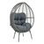 Πολυθρόνα Nestie pakoworld wicker rattan γκρι-μεταλλικό γκρι πόδι-γκρι μαξιλάρι 102x80x155εκ |  Κούνιες στο espiti