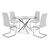 Τραπεζαρία Steve pakoworld σετ 5τμχ διάφανο γυαλί-κάθισμα λευκό pu Φ120x74,5εκ |  Σετ τραπεζαρίες στο espiti
